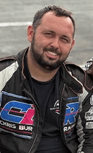 Chris Burns in a Burns Racing team jacket