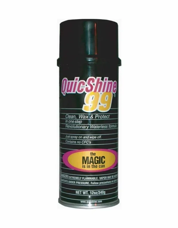 The original QuicShine 99 can: black, with the pink oval logo and the line "the MAGIC is in the can".
