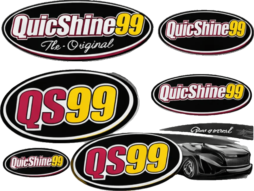 QuicShine99 and QS99 oval logo sticker pack